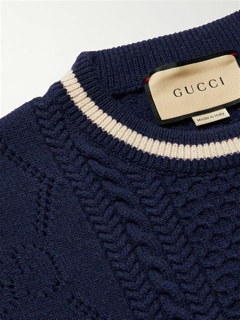 gucci cable knit sweater with contrasting ied neckline|Gucci handbags.